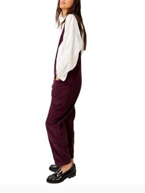 Free People High Roller Corduroy Jumpsuit in Plum - Size Small